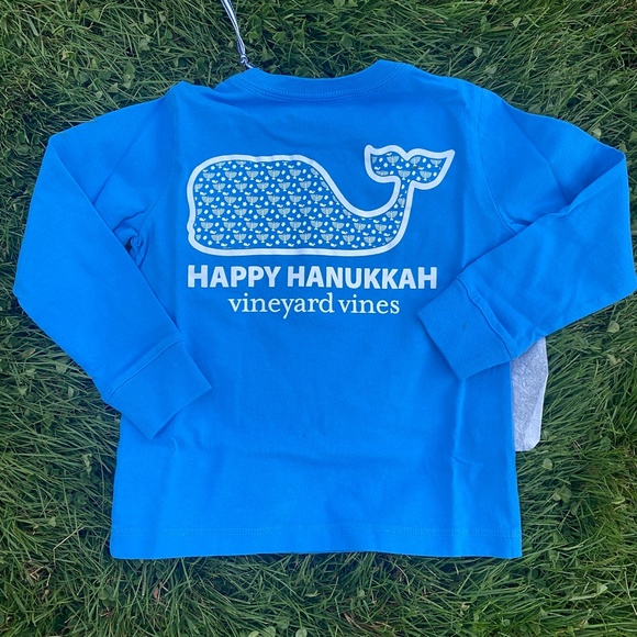 NWT Vineyard Vines Kids Happy Hanukkah Whale Long Sleeve T-Shirt (2T, XL/18) - Picture 12 of 15